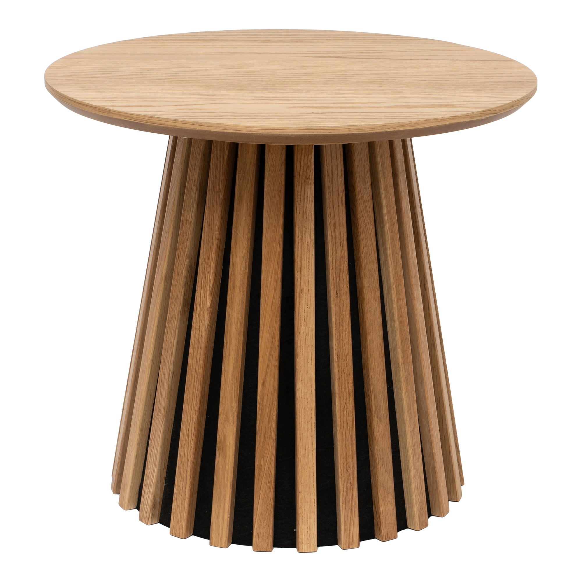House Nordic Osaka bijzettafel – ronde naturel eikenfineer Ø50 cm met luchtige lamellen voet, ideaal naast bank